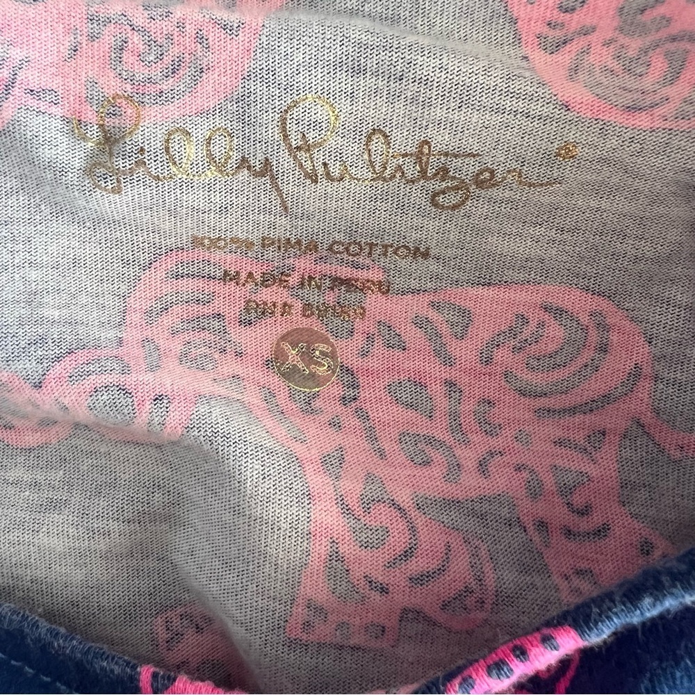 Lilly Pulitzer Navy and Pink Tusk In The Sun Elephant Marlowe Dress XS - Picture 4 of 4
